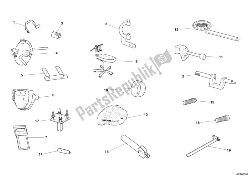 Todas las partes para 001 - Herramientas De Servicio De Taller, Motor de Ducati Superbike 999 R 2005